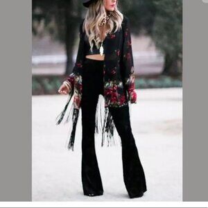 Torn By Ronny Kobo Boho Velvet Flare Pants